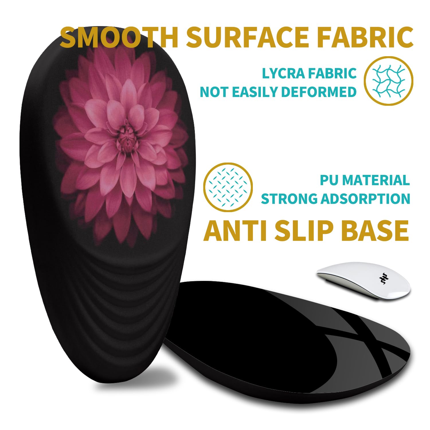 Hokafenle Ergonomic Mouse Pad Wrist Support with Stepped-Wedge Design, Wrist Rest Pain Relief Mousepad Filled with Memory Foam, Carpal Tunnel Mousepad for Wireless Mouse(12x8 inch, Pink Flower)