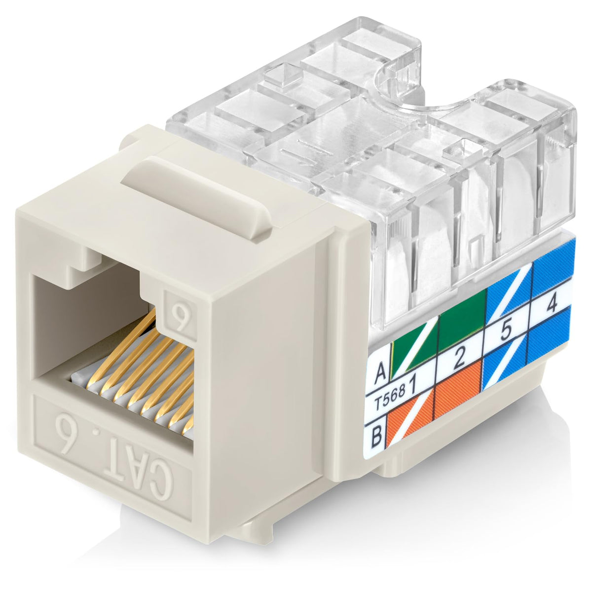 Everest 90 Degree RJ45 Cat6A Keystone Jacks Slim Profile 20-Pack Yellow