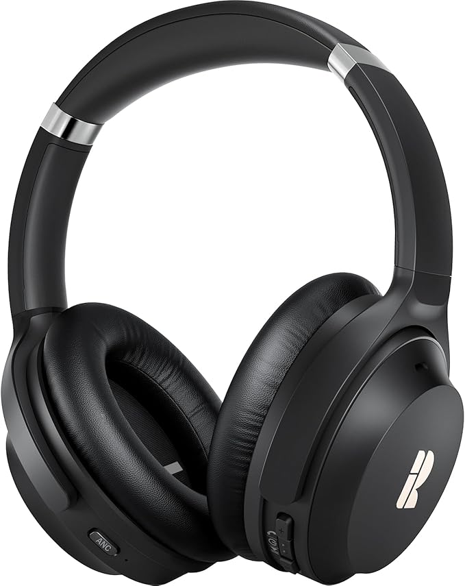 Bluetooth Headphones, Premium Active Noise Cancelling Wireless Headphones Over Ear, 50H Playtime, Hi-Res Audio, Deep Bass, Memory Foam Ear Cups for Travel, Home Office