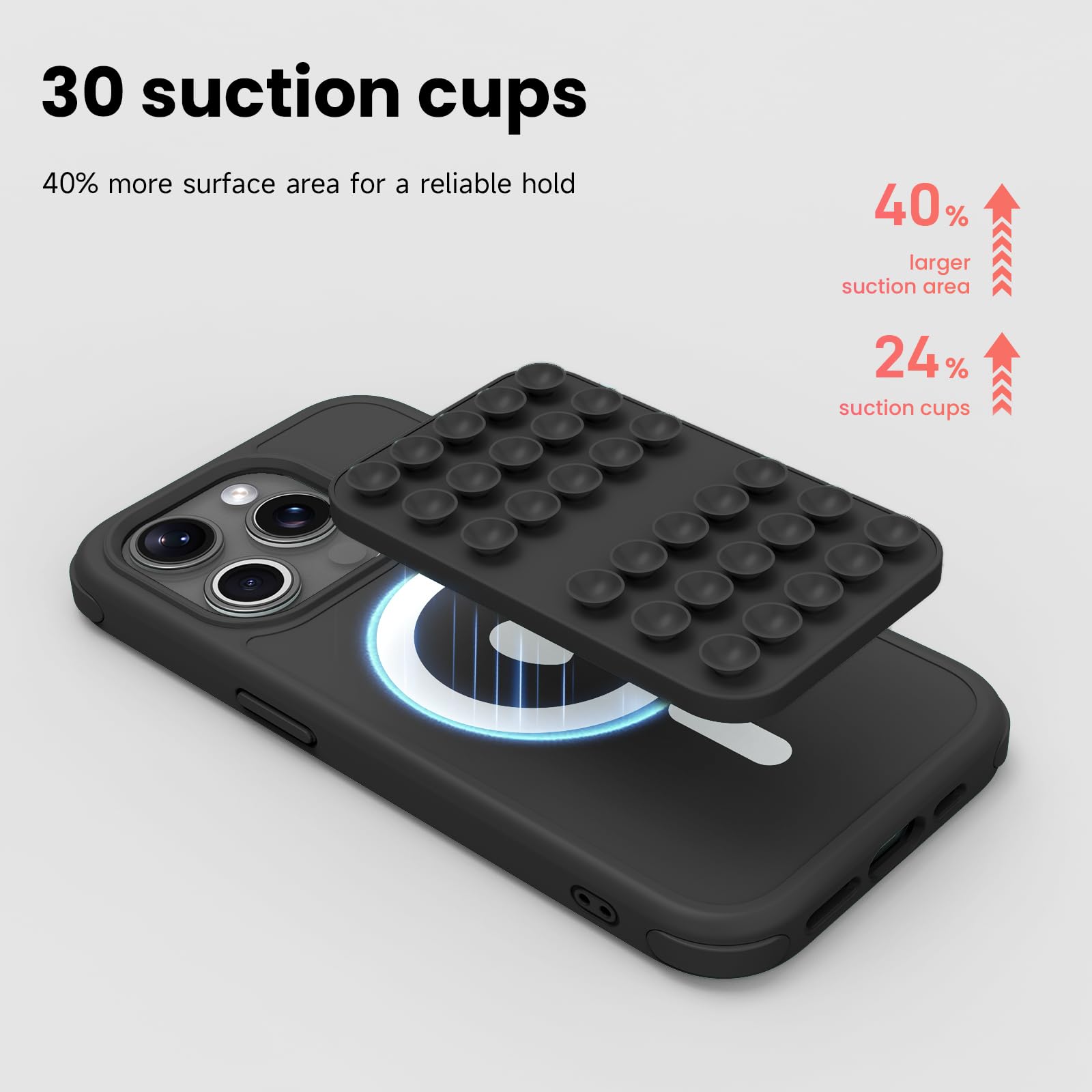 Patented Magnetic Sticky Phone Suction Grip Mount for MagSafe Case,Magnet Silicone Portable Stand Holder for iPhone 16/15/14/13/12 Series and Android, Hands-Free Selfies and Videos