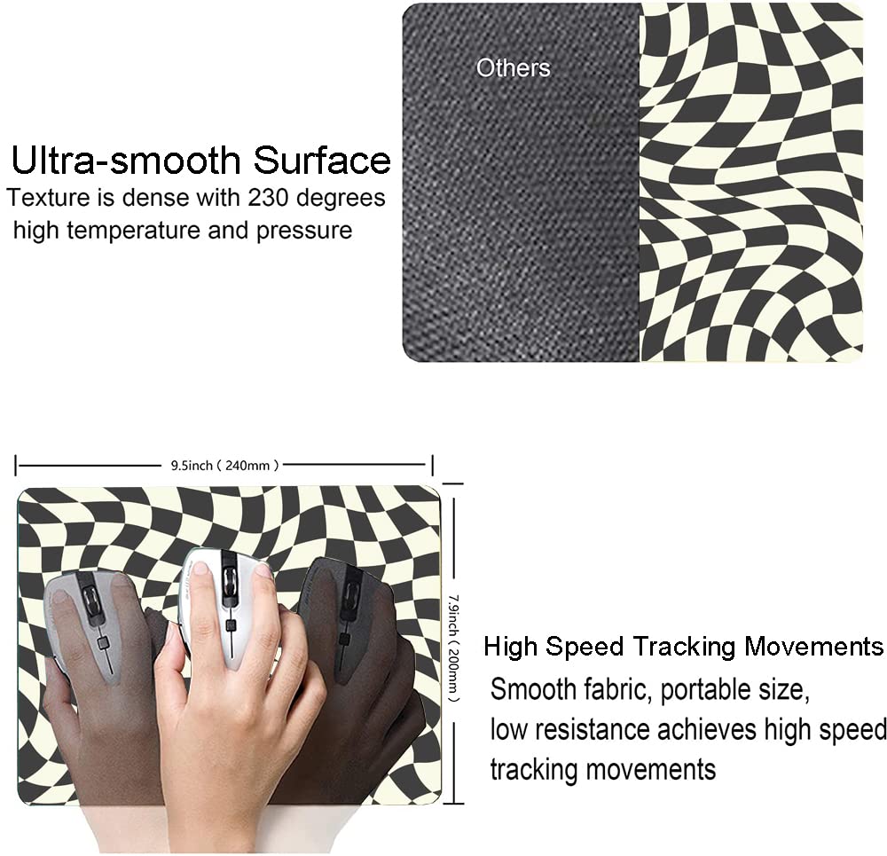 SANWUMIAN Mouse Pad with Abstract Art Design, Square Waterproof Non-Slip Rubber Base Mouse Mat for Office Laptop, Modern Boho Leaves