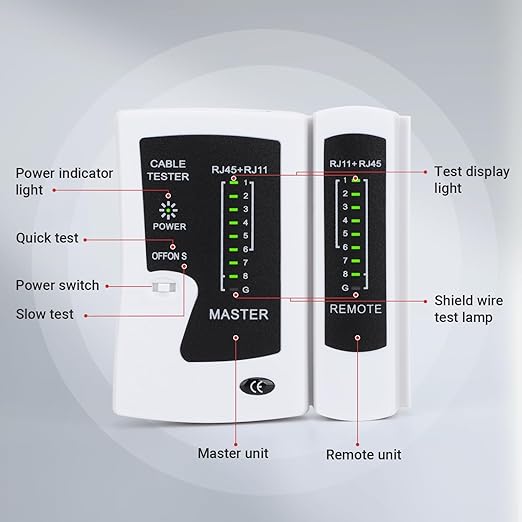RJ45 Cable Tester Network Cable Tester Ethernet Wire Test Tool for LAN Phone RJ45 RJ11 RJ12 Cat5 Cat5e Cat6 Cat6a Cat7 UTP/Shield Cable