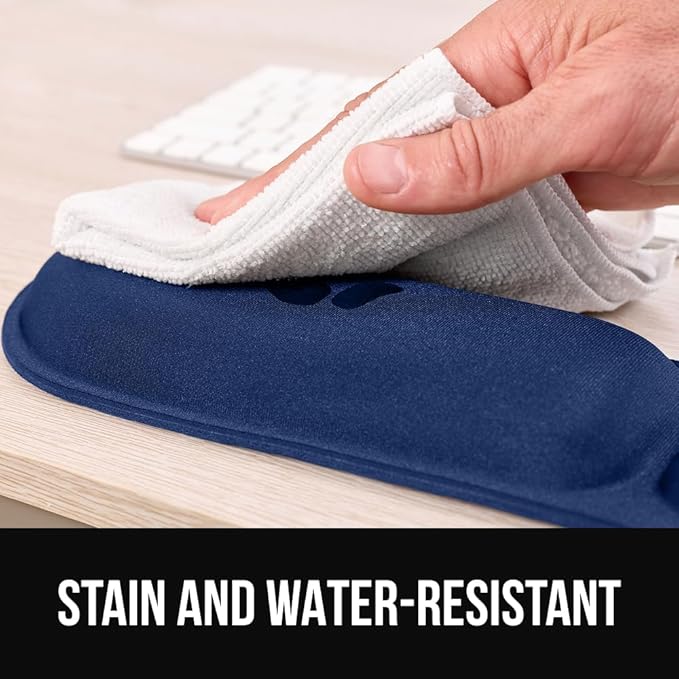 GORILLA GRIP Silky Gel Memory Foam Keyboard Wrist Rest for Computer and Mouse Pad, Ergonomic Design Typing Support, Desk Office Supplies, Hand & Arm Mousepad Cushion and Coaster 3 Piece Set Navy Blue