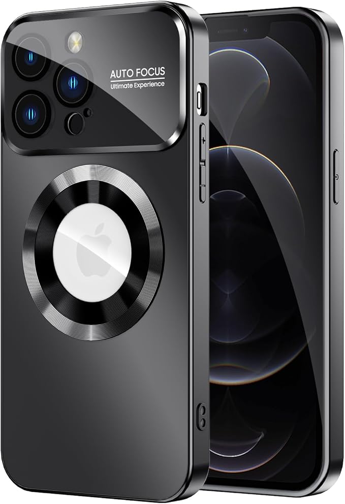 Magnetic for iPhone 12 Pro Case, Compatible with MagSafe, Built-in Camera Lens Protector, Logo View, Military Grade Drop Proof Phone Case Cover, Black