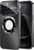Magnetic for iPhone 12 Pro Case, Compatible with MagSafe, Built-in Camera Lens Protector, Logo View, Military Grade Drop Proof Phone Case Cover, Black