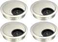 uxcell Cable Hole Cover, 2.1Inch/53mm Zinc Alloy Desk Wire Cord Cable Grommets Hole Cover for Office PC Desk Cable Cord Organizer, 4Pcs Wire Drawing Silver