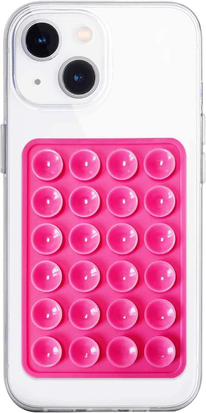 Silicone Suction Phone Case Mount, Non Slip Sticky Phone Grip for Cellphone, Silicon Adhesive Suction Cup Phone Mount, Strong Grip Holder for Selfies and Videos (Rose)