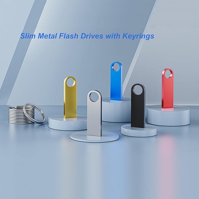 20 Pack 4GB USB Flash Drive with Keychains, Wooolken Sleek Metal USB 2.0 Thumb Drives Memory Stick for PC Laptop Computer(Dark Grey)