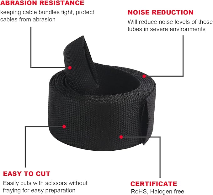 Heat Shrink Wire Loom 2:1 Shrinkable Braided Cable Sleeve 1-3/8 Inch ID-46ft Abrasion Protection Flexibility Fabric Wiring Harness Cover Sheath