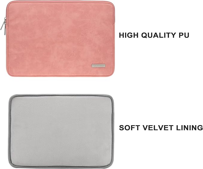 RAINYEAR 13 Inch Laptop Sleeve PU Suede Leather Case Water Resistant Cover Carrying Bag Compatible with 13.3" MacBook Air/Pro A3113 A3240 A2338 A2681 A2337 A2159 A2179 A2251 A2289(Coral)