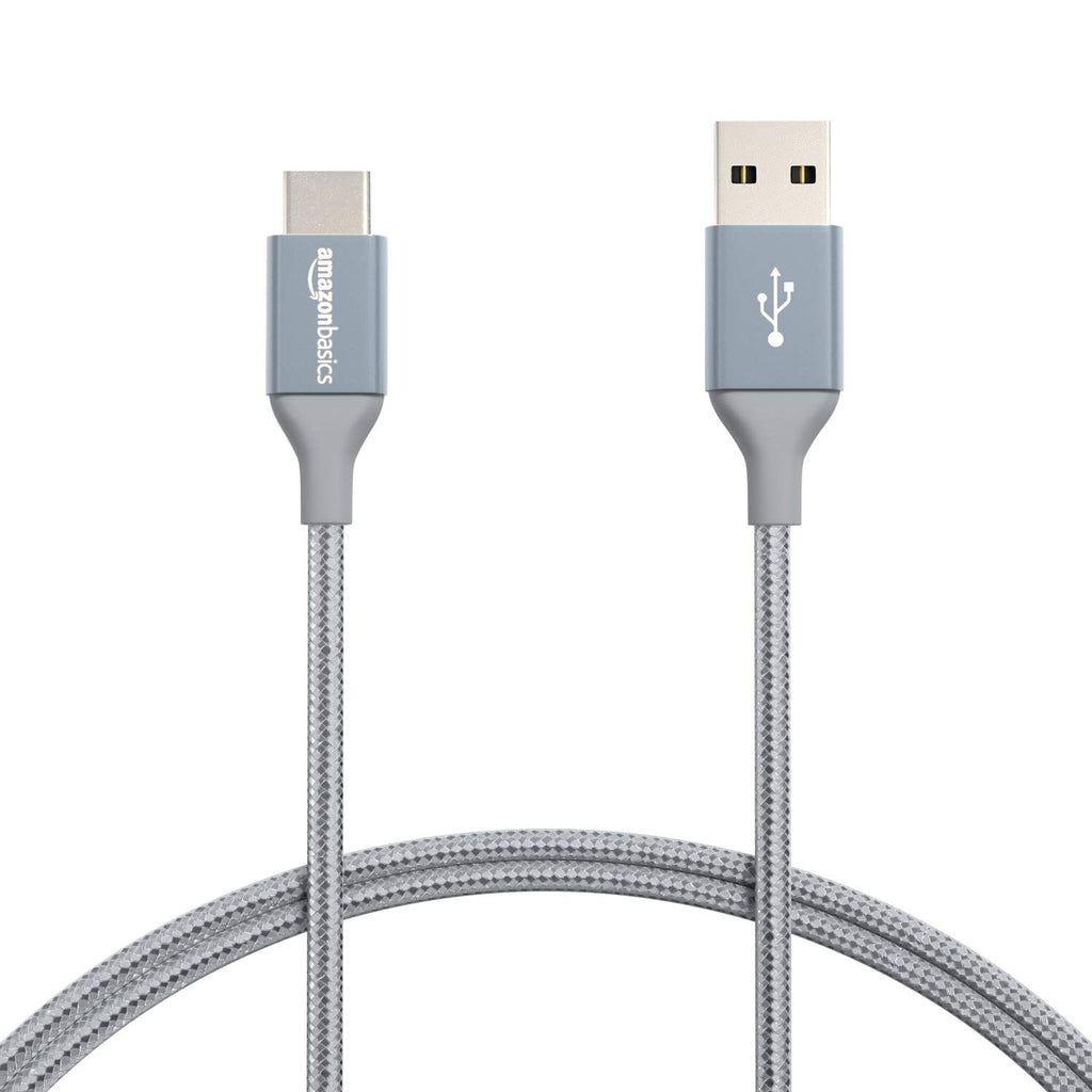 Amazon Basics Nylon Braided USB-C to USB-A 2.0 Fast Charging Cable, 480Mbps Speed, USB-IF Certified, Charge and Sync, for Apple iPhone 16/15, iPad, Samsung Galaxy, Tablets, Laptops, 3 foot, Dark Grey