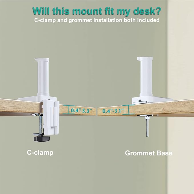 WALI White Triple Monitor Mount, 3 Monitor Desk Mount for Multi Screens from 13 to 27inch with Gas Spring Arm, Fully Adjustment Arm with Tilt, Swivel, Rotate VESA Mount 75x75,100x100mm(GSDM003W-U)