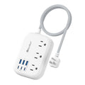 Beeiker Short Extension Cord 2 Foot Travel Power Strip 6 USB 3 Outlets