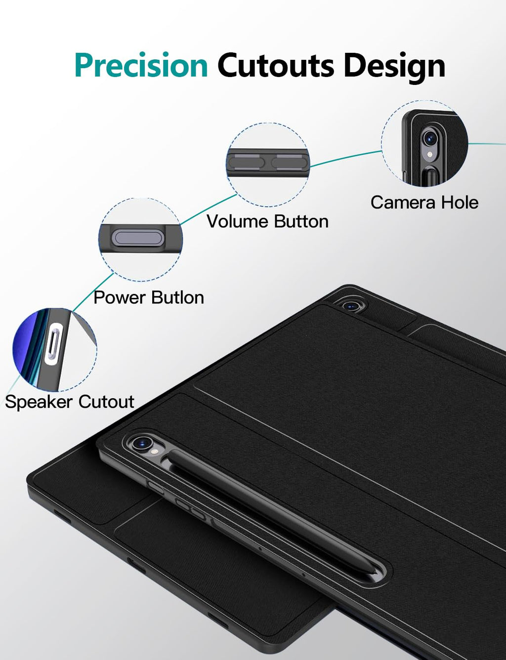 Backlit Keyboard Case for Samsung Galaxy Tab S10 Lite/S10 FE/S9 FE/Tab S9