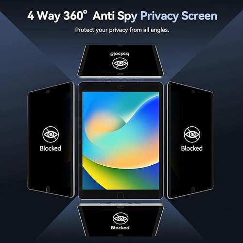 360° Magnetic Privacy Screen for iPad 9th 8th 7th Generation 10.2 Inch & iPad Air 3th & iPad Pro 10.5 in, 4 Way Privacy Removable Anti Glare Blue Light Filter Shield Film Anti Spy Protector