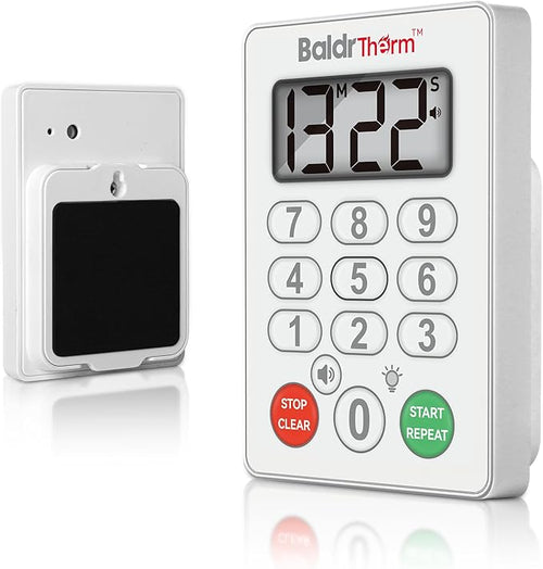 BaldrTherm Digital Kitchen Timer Waterproof, Strong Magnetic Cooking Timer with 3 Adjustable Volume Levels & Silent Flashing Light, Countdown Timer for Cooking, Baking Shower, Classroom