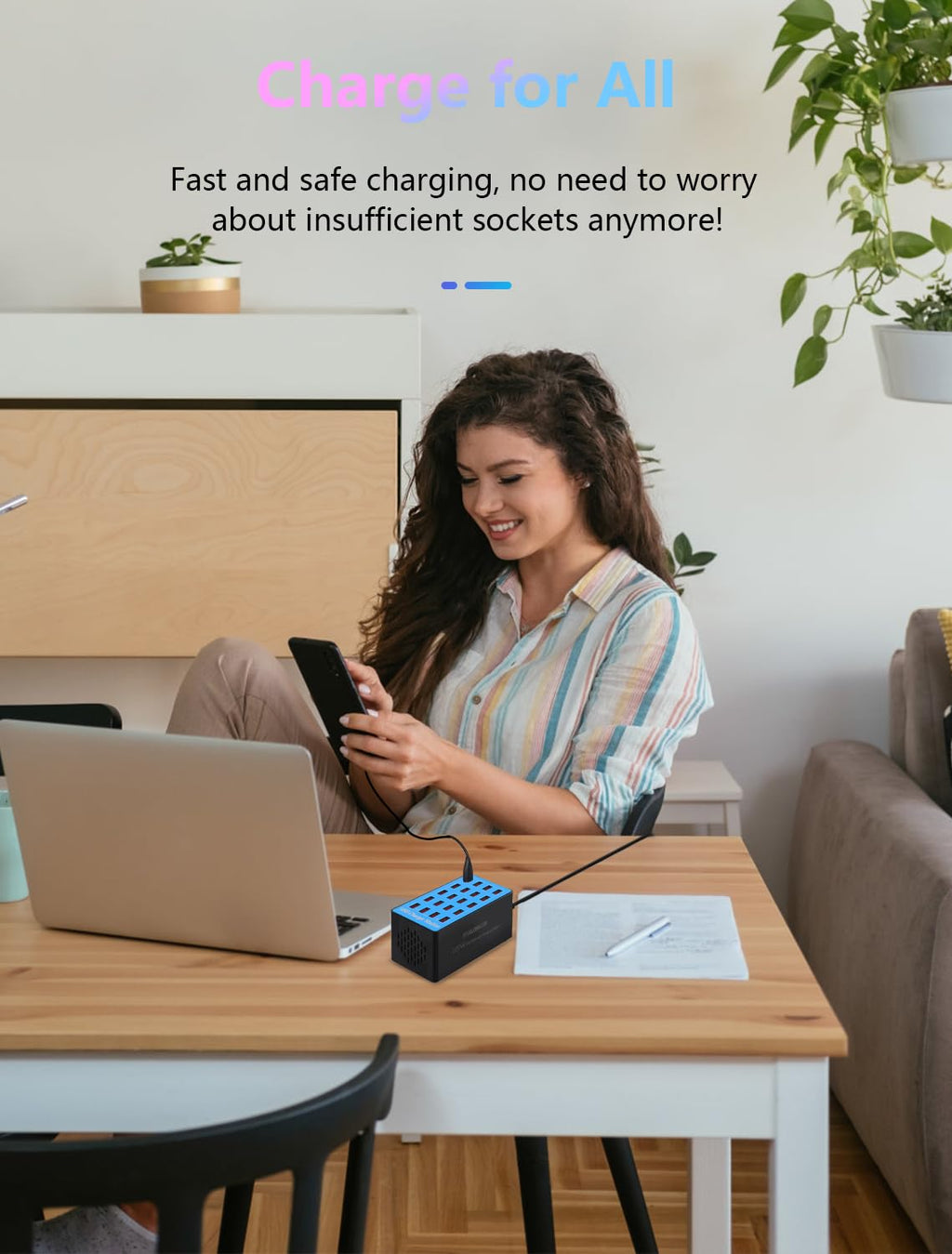 USB Charging Station,100W 20-Port Multi Smart Safety Fast Charger Station for Phone Tablet Watch Headphone PS, Compact Desktop Charger Home Office Travel