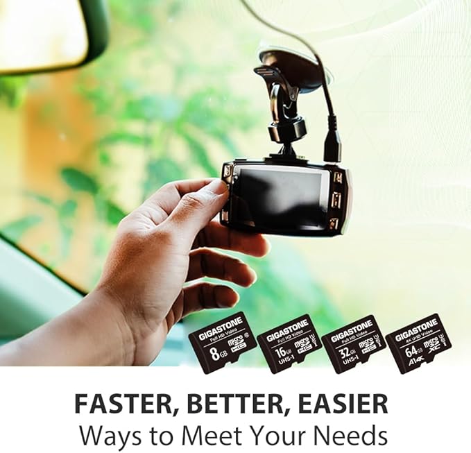 GIGASTONE 64GB Micro SD Card 2-Pack, A1 V30 4K Video Recording, Surveillance Security Cam Action Camera Drone Professional, 90MB/s Micro SDXC UHS-I U3 Class 10