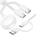 Upgraded 3 in 2 USB C Cable for Apple Watch Charger (4FT/1.2M) Travel USBC Multi Fast Charging Cord Compatible with iWatch Ultra 2/SE 2/10/9/8/7/6/5/4/3/2/1, iPhone 16/15 Pro Max Plus, iPad, AirPods