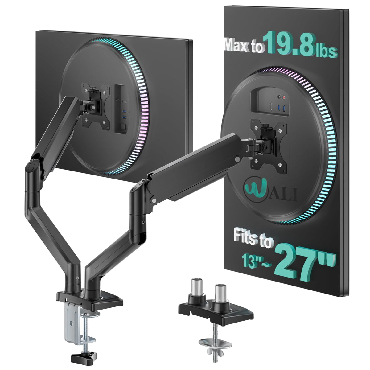 WALI Stacked Triple Monitor Mount for 13-34 inch Screens, 19.8 lbs per Arm