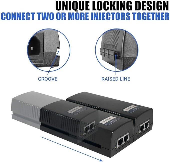 BV-Tech Gigabit Power Over Ethernet PoE+ Injector | 30W | Plug & Play | up to 325 Feet