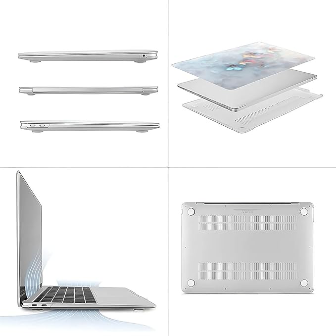 Compatible with MacBook Air 13.3 13.6 Inch Case 2022 2021 2020 2019 Plastic Hard Shell Case Cover,13.3 Air (A1932/A2179/A2337), Floral