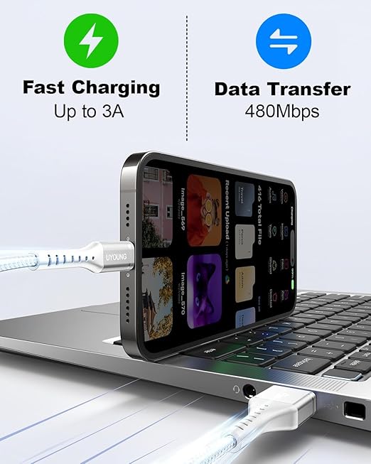 Short Multi Charging Cable 1FT 2Pack 3 in 1 Charger Cord Braided Universal Phone Cords with Lightning/Type C/Micro USB Connectors, Multiple USB Cable for iPhone/Samsung/Google Phones and More