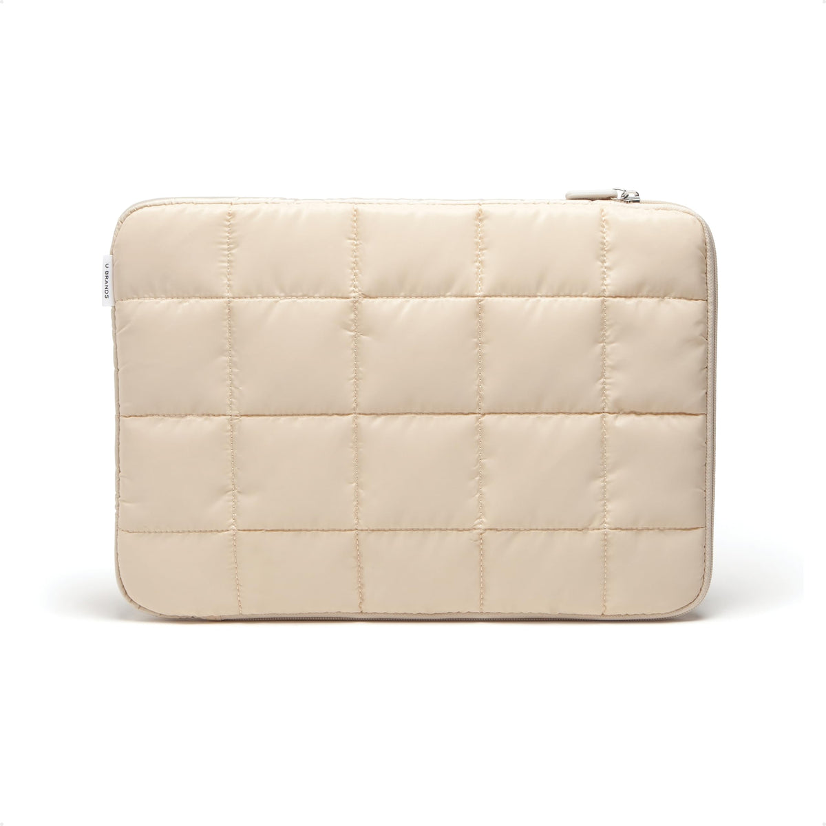 U Brands Nylon Puffy Zipping Medium Laptop Sleeve, 9.75" x 13", MacBook Bag, Laptop Case for MacBook Pro, MacBook Air, Chromebook, HP Computer, Sand Beige