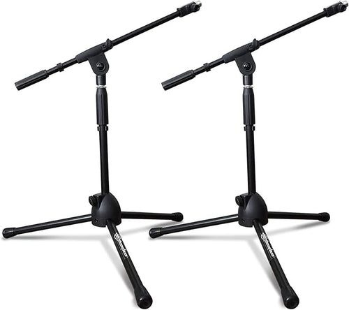 AxcessAbles Short Microphone Stand with 34" Telescoping Boom Arm | Low Profile Mic Tripod for Drums and Guitar Amps