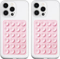 2 Pack Silicone Suction Phone Case Mount, Silicon Adhesive Phone Grip for Smartphones, Hands-Free Mirror Shower Phone Holder for Selfies, Tiktok Videos (Light Pink)