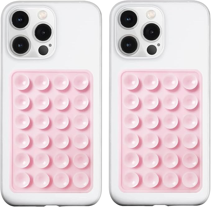 LvShuLiangPin Anteel 2 Pack Silicone Suction Phone Case Mount, Silicon Adhesive Phone Grip for Smartphones, Hands-Free Mirror Shower Phone Holder for Selfies