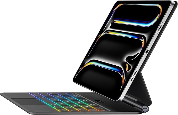Keyboard Case for iPad Pro 11 Inch (M4) 2024, Ultra-Slim Magic Keyboard with Multi-Touch Trackpad, 7 Colors Backlight, Floating Cantilever Stand, BluetoothKeyboard for iPad Pro 11 M4, Black
