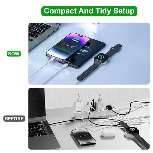 Upgraded 3 in 2 USB C Cable for Apple Watch Charger (4FT/1.2M) Travel USBC Multi Fast Charging Cord Compatible with iWatch Ultra 2/SE 2/10/9/8/7/6/5/4/3/2/1, iPhone 16/15 Pro Max Plus, iPad, AirPods