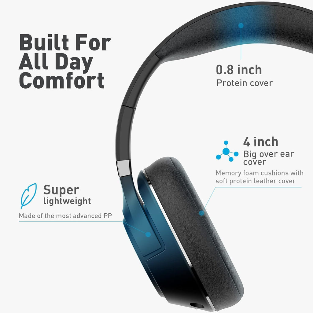 H300 Wireless Headphones with Microphone,Over Ear Bluetooth Headsets, Black