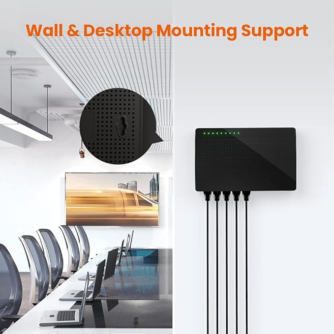 Tenda SG108, 8-Port Gigabit Ethernet Switch, Unmanaged Network Hub, Ethernet Splitter, Plug & Play, Shielded Ports & Plastic Case, Desktop/Wall-Mount, Fan-Less, Limited Lifetime Protection