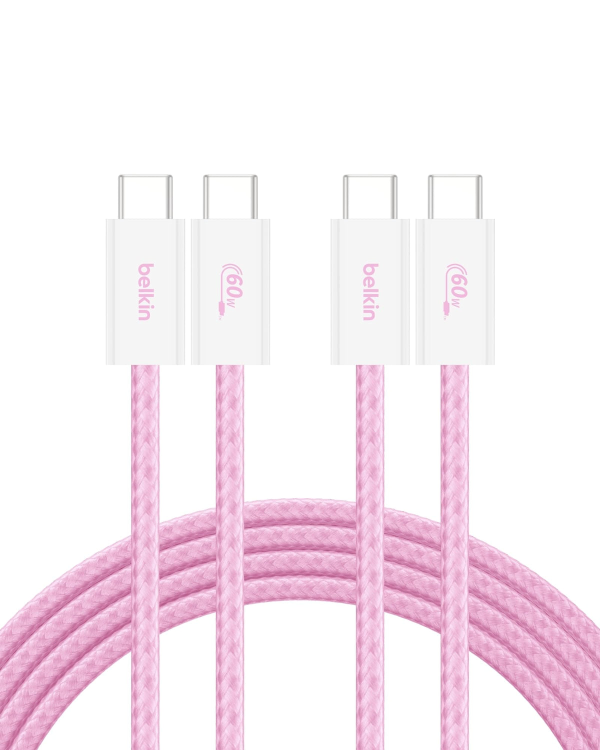 Belkin USB C to USB C 60W Braided Cable 2 Pack, 6.6ft iPhone Charger Cord