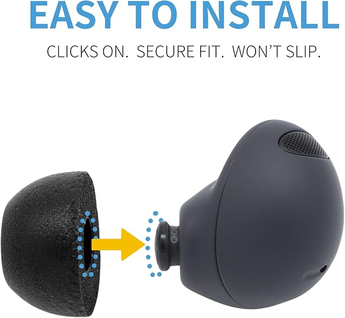 Comply TrueGrip | Premium Memory Foam Replacement Earbud Tips for Samsung Galaxy Buds2 Pro | Enhanced Comfort, Secure Fit, Superior Noise Isolation, Cleaning Tool | Black (S/M/L) (3 Pairs)