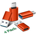 Temdan USB to USB C Adapter,Car Charger OTG Converter Compatible with MacBook Pro Air 2024,Samsung Notebook and More Type C,for iPhone 17 16 15 Air Plus Pro Max,OTG Adapters-Orange
