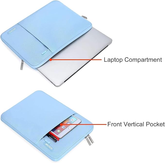 MOSISO Laptop Case 14 inch, 14 inch Laptop Sleeve Compatible with HP Lenovo Dell ASUS Acer, HP Stream, Dell Latitude, Lenovo IdeaPad, Polyester Vertical Computer Sleeve Bag with Pocket, Air Blue