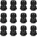 Cable Gland 12 Pack 1/2" NPT Waterproof Adjustable Connector Strain Relief Cord Connectors Joints Nylon with Gaskets…