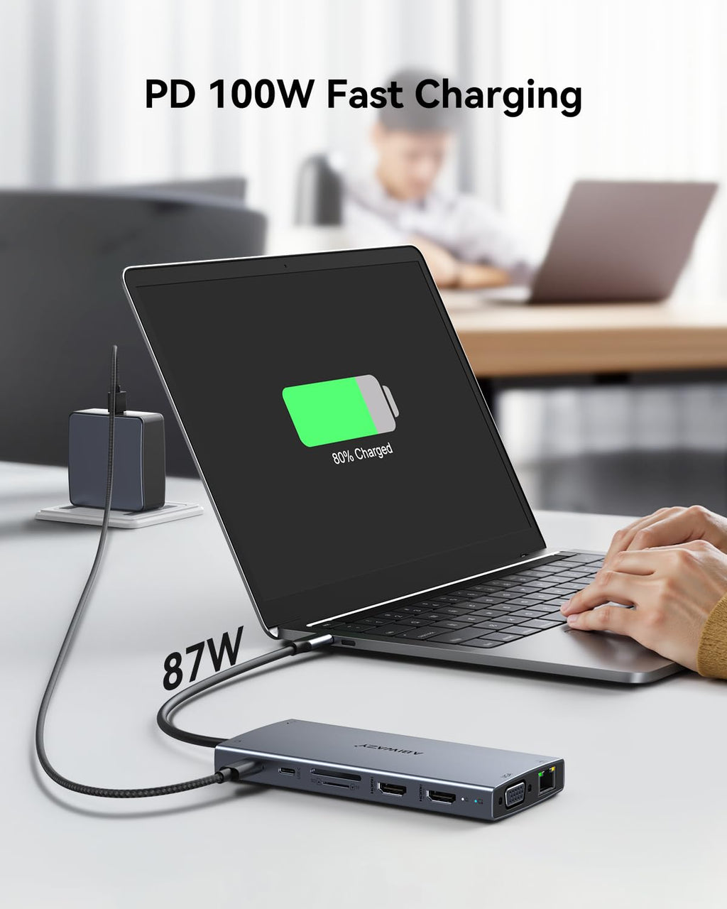 USB C Docking Station Dual Monitor, ABIWAZY 15 in 1 USB C Hub with 2 HDMI