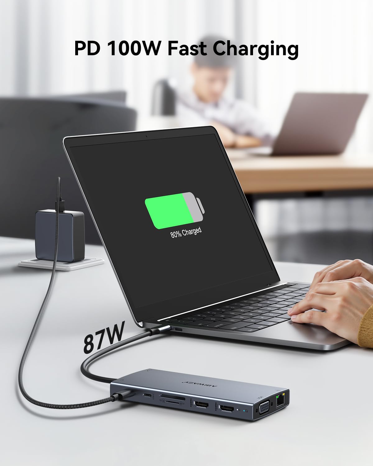 USB C Docking Station Dual Monitor, ABIWAZY 15 in 1 USB C Hub with 2 HDMI