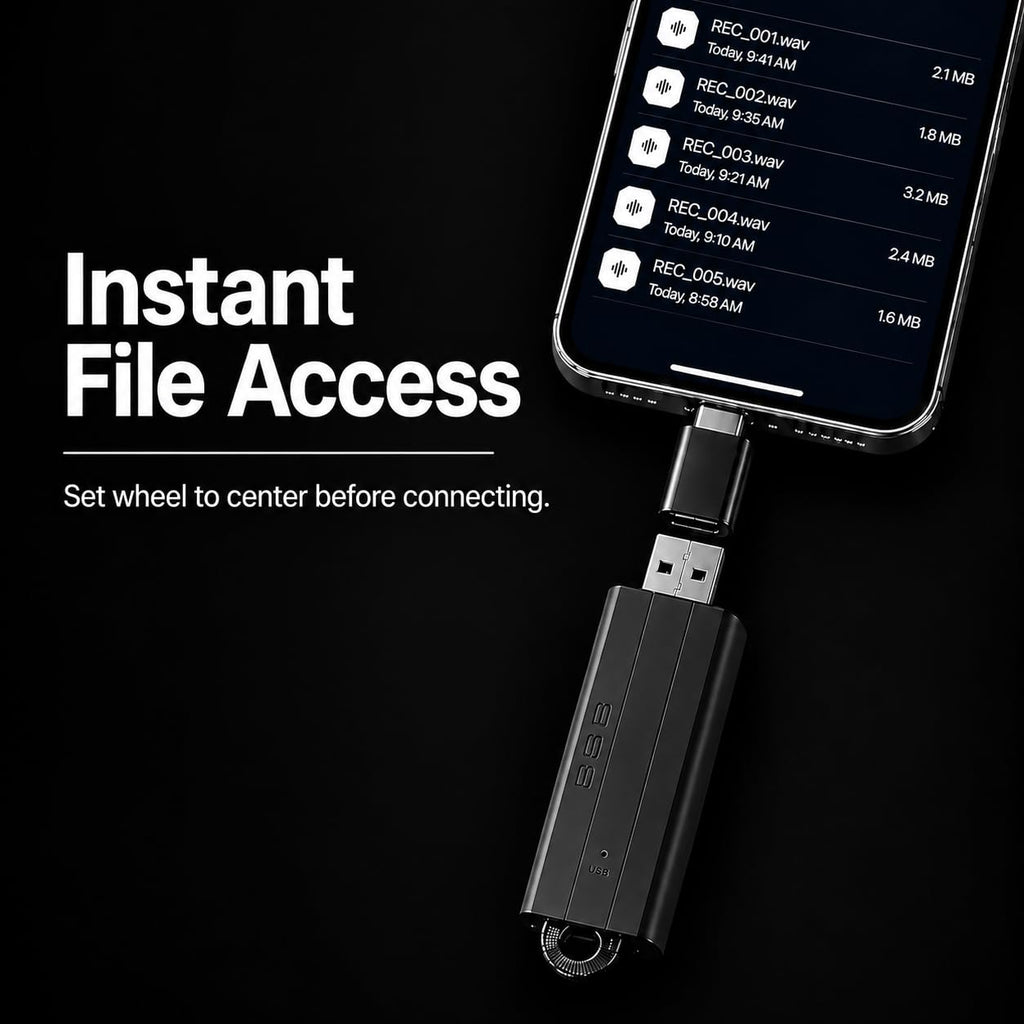 USB Voice Recorder 24 Hours Continuous Recording, 288 Hours Storage Capacity, Easy File Access, Compact for Meetings and Lectures
