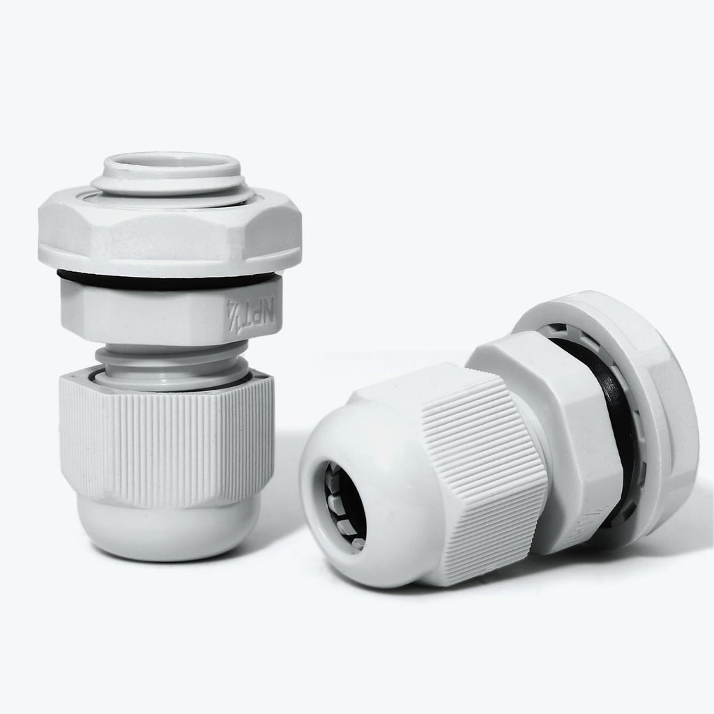 Bonsicoky 1/4" NPT Nylon Cable Glands, Grey, 10 Pcs