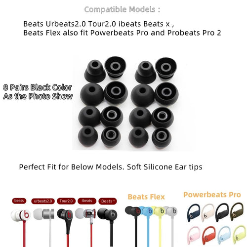Aginkgo Replacement Ear Tips for Beats Urbeats2.0 Tour2.0 ibeats Beats x, Beats Flex Secure Fit for Powerbeats Pro Silicone Earbuds Washable Sweat-Resistant Noise Isolation 8 Pairs (Purple)