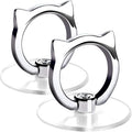 Cat Phone Ring Holder - EI Sonador Clear Cell Phone Ring Holder Transparent Stand Finger Grip (2 Silver Cat)