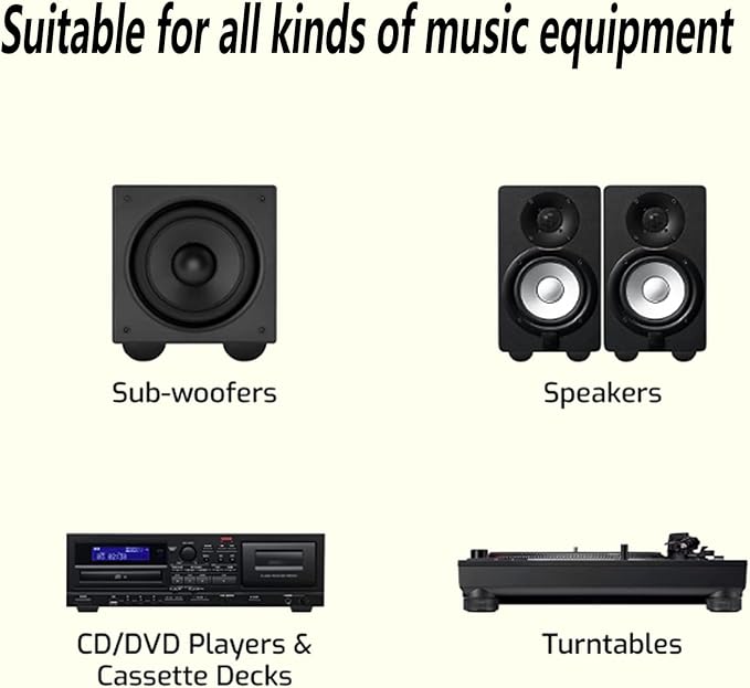 Preffair Audiophile Speaker Isolation Spikes Aluminum Record Player Shock Absorber Speaker Floor Protector Mat Adjustable Subwoofer Anti Vibration Pads Non-Slip LP Vinyl Record Player Base