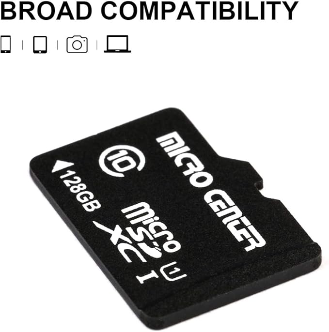 Micro Center 128GB Class 10 MicroSDXC Flash Memory Card with Adapter for Mobile Device Storage Phone, Tablet, Drone & Full HD Video Recording - 80MB/s UHS-I, C10, U1 (5 Pack)