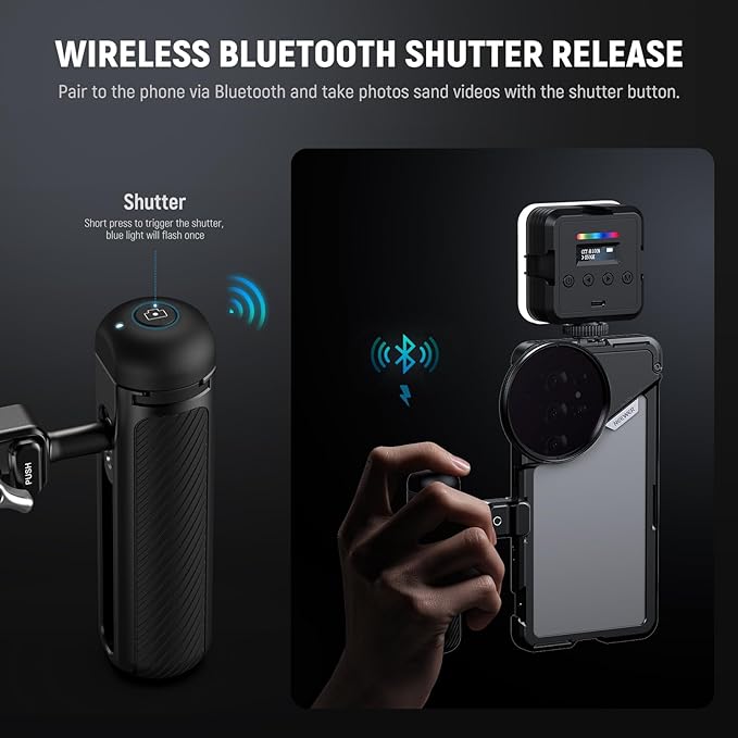 NEEWER PA082 S25 Ultra Phone Cage Holder for Recording Filming with 2X Handle, 67mm Filter Adapter, 17mm Lens Backplate, T Mount Adapter, Video Rig Stabilizer Compatible with Samsung Galaxy S25 Ultra