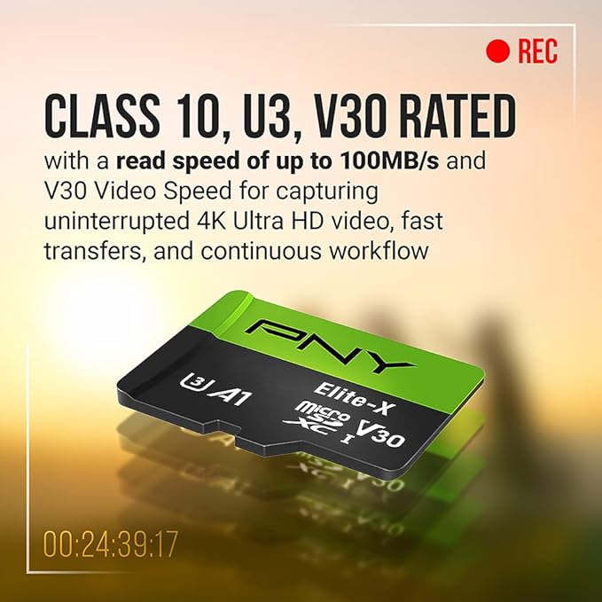 PNY 64GB Elite-X Class 10 U3 V30 SDXC Flash Memory Card - 100MB/s, Class 10, U3, V30, 4K UHD, Full HD, UHS-I, Full Size SD (Pack of 4)